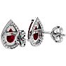 3 Carat Pear Shape Ruby and Halo Diamond Earrings In Sterling Silver Image-4