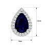 3 Carat Pear Shape Sapphire and Halo Diamond Earrings In Sterling Silver Image-5