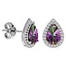 3 Carat Pear Shape Mystic Topaz and Halo Diamond Earrings In Sterling Silver Image-1
