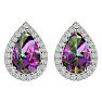 3 Carat Pear Shape Mystic Topaz and Halo Diamond Earrings In Sterling Silver Image-2