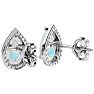 3 Carat Pear Shape Opal and Halo Diamond Earrings In Sterling Silver Image-4