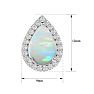 3 Carat Pear Shape Opal and Halo Diamond Earrings In Sterling Silver Image-5