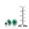 2 1/4 Carat Oval Shape Emerald and Halo Diamond Earrings In Sterling Silver Image-4