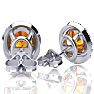 2 1/4 Carat Oval Shape Citrine and Halo Diamond Earrings In Sterling Silver Image-3