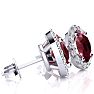 2 1/4 Carat Oval Shape Ruby and Halo Diamond Earrings In Sterling Silver Image-2