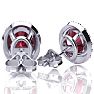 2 1/4 Carat Oval Shape Ruby and Halo Diamond Earrings In Sterling Silver Image-3