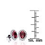 2 1/4 Carat Oval Shape Ruby and Halo Diamond Earrings In Sterling Silver Image-4