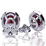 2 1/4 Carat Oval Shape Garnet and Halo Diamond Earrings In Sterling Silver Image-3