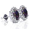 2 1/4 Carat Oval Shape Mystic Topaz and Halo Diamond Earrings In Sterling Silver Image-2