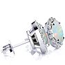 2 1/4 Carat Oval Shape Opal and Halo Diamond Earrings In Sterling Silver Image-2