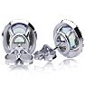 2 1/4 Carat Oval Shape Opal and Halo Diamond Earrings In Sterling Silver Image-3