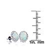 2 1/4 Carat Oval Shape Opal and Halo Diamond Earrings In Sterling Silver Image-4