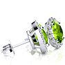 2 1/4 Carat Oval Shape Peridot and Halo Diamond Earrings In Sterling Silver Image-2