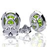 2 1/4 Carat Oval Shape Peridot and Halo Diamond Earrings In Sterling Silver Image-3