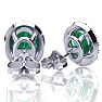 2 3/4 Carat Oval Shape Emerald and Halo Diamond Earrings In Sterling Silver Image-3