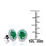 2 3/4 Carat Oval Shape Emerald and Halo Diamond Earrings In Sterling Silver Image-4