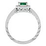 1.12 Carat Antique Style Emerald and Diamond Ring in 10 Karat White Gold Image-3