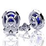 2 3/4 Carat Oval Shape Sapphire and Halo Diamond Earrings In Sterling Silver Image-3