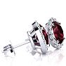 2 3/4 Carat Oval Shape Garnet and Halo Diamond Earrings In Sterling Silver Image-2