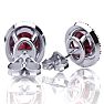 2 3/4 Carat Oval Shape Garnet and Halo Diamond Earrings In Sterling Silver Image-3