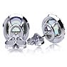 2 3/4 Carat Oval Shape Opal and Halo Diamond Earrings In Sterling Silver Image-3