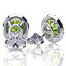 2 3/4 Carat Oval Shape Peridot and Halo Diamond Earrings In Sterling Silver Image-3