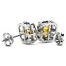 2 Carat Cushion Cut Citrine and Diamond Earrings In Sterling Silver Image-2