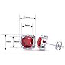 2 Carat Cushion Cut Ruby and Diamond Earrings In Sterling Silver Image-3