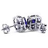 2 Carat Cushion Cut Sapphire and Diamond Earrings In Sterling Silver Image-2