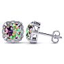2 Carat Cushion Cut Mystic Topaz and Diamond Earrings In Sterling Silver Image-1