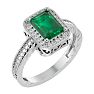 2 Carat Antique Style Emerald and Diamond Ring in 14 Karat White Gold Image-2