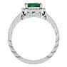 2 Carat Antique Style Emerald and Diamond Ring in 14 Karat White Gold Image-3