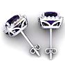 2 1/4 Carat Cushion Cut Amethyst and Halo Diamond Earrings In Sterling Silver Image-4