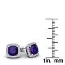 2 1/4 Carat Cushion Cut Amethyst and Halo Diamond Earrings In Sterling Silver Image-5