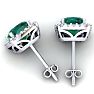 2 1/4 Carat Cushion Cut Emerald and Halo Diamond Earrings In Sterling Silver Image-4