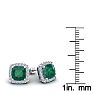 2 1/4 Carat Cushion Cut Emerald and Halo Diamond Earrings In Sterling Silver Image-5