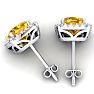 2 1/4 Carat Cushion Cut Citrine and Halo Diamond Earrings In Sterling Silver Image-4