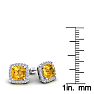 2 1/4 Carat Cushion Cut Citrine and Halo Diamond Earrings In Sterling Silver Image-5