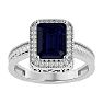2 1/2 Carat Antique Style Sapphire and Diamond Ring in 14 Karat White Gold Image-1