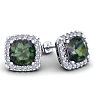 2 1/4 Carat Cushion Cut Mystic Topaz and Halo Diamond Earrings In Sterling Silver Image-1