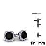 2 1/4 Carat Cushion Cut Black Onyx and Halo Diamond Earrings In Sterling Silver Image-5