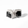 2 1/4 Carat Cushion Cut Black Onyx and Halo Diamond Earrings In Sterling Silver Image-7