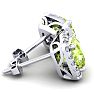 2 1/4 Carat Cushion Cut Peridot and Halo Diamond Earrings In Sterling Silver Image-3