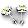 2 1/4 Carat Cushion Cut Peridot and Halo Diamond Earrings In Sterling Silver Image-4
