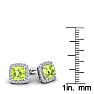 2 1/4 Carat Cushion Cut Peridot and Halo Diamond Earrings In Sterling Silver Image-5