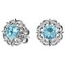 2 Carat Aquamarine and Diamond Antique Stud Earrings In Sterling Silver Image-1