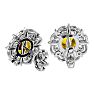 2 Carat Citrine and Diamond Antique Stud Earrings In Sterling Silver Image-4