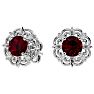 2 Carat Ruby and Diamond Antique Stud Earrings In Sterling Silver Image-1