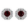 2 Carat Ruby and Diamond Antique Stud Earrings In Sterling Silver Image-2