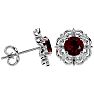 2 Carat Ruby and Diamond Antique Stud Earrings In Sterling Silver Image-3